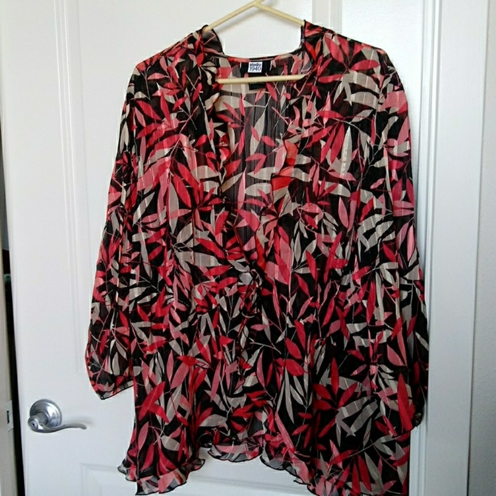 Ruffled 4-colored overlay blouse